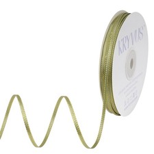 Dusty Sage Green Satin Ribbon with Gold Edge - 1/8 inch x Continuous 100 Yards D