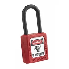 Master Lock 406Kared 4Xx0001 Lockout Padlock, Keyed Alike, Thermoplastic, Red,