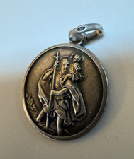 1 AR 800 Silver St Christopher 1 1/8" Round Pendant UNO A ERRE Italy, 6.93 grams