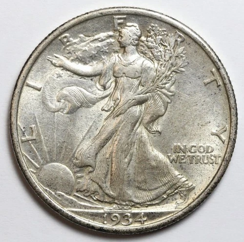 1934 50c Walking Liberty Half Dollar Uncirculated - RAW - Great Luster