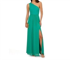 Adrianna Papell Botanical One Shoulder Gown Size 12