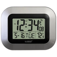 WT-8005U-S La Crosse Technology Atomic Digital Wall Clock Indoor Temp - Open Box