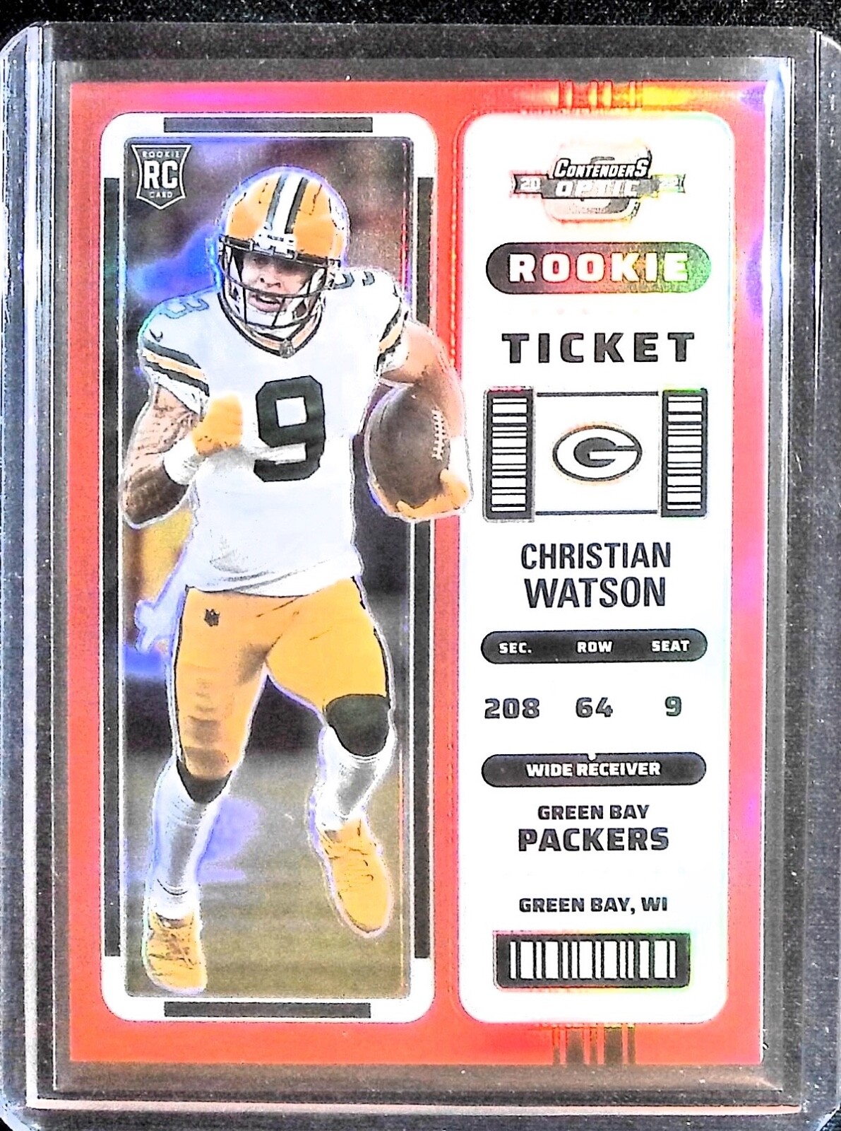 2022 Contenders Optic CHRISTIAN WATSON Rookie Ticket Red /175 Packers #66