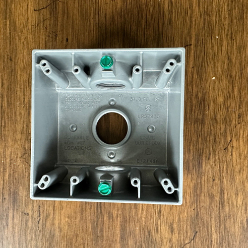 Sigma Electrical Outlet Junction Box Gray 3 Hole 2 Gang 1 Inch Heavy Duty Metal - Picture 2 of 16