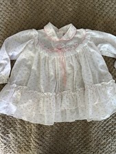 Vintage Baby Girl Party Dress Pink w/Ivory Voile Overlay Ruffle Full Circle 24M