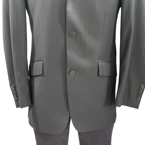 Sarar Mens Black Pinstripe Blazer 38R Classic Fit 3 Button Office Business Work - Picture 10 of 11