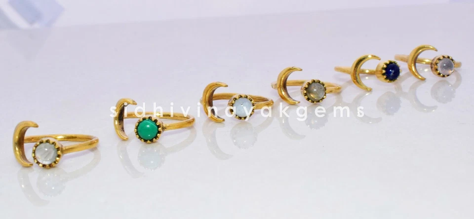 50 piezas. Lote Anillo Ajustable Latón Chapado en Oro 24K Multi Piedra Sol-Luna. SH-02 Foto 3 de 4