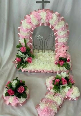 SILKY BOUQUETS Daughter Baby Funeral Flower Tribute Wreaths Package Artificial Silk Gates Son