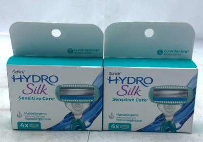 Schick Hydro Silk Sensitive Care 4 Women's Razor Cartridge Refills Lot of 2 New