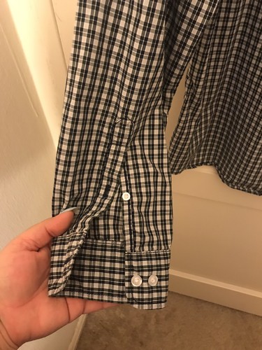 GH Bass Co Men Shirt Long Sleeve Medium Cotton Pocket Plaid Bottom Down Collared - Picture 9 of 9