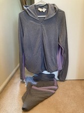 2 PIECE SET Ladies Hoodie And Pants XL Gray And Lavender Long Sleeve Zip Top