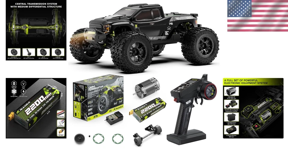 Waterproof 1:10 Brushless RC Car - 50 mph Monster Truck with Carbon Fiber Design - Image 2 of 4