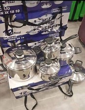 BATTERIA DI PENTOLE BAVARIA 12 PEZZI IN ACCIAIO INOX 18/10