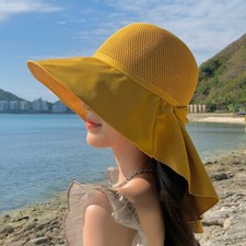 Donna Largo con Falda Sole Cappello Fiocco Estate Rete UV Protezione Spiaggia
