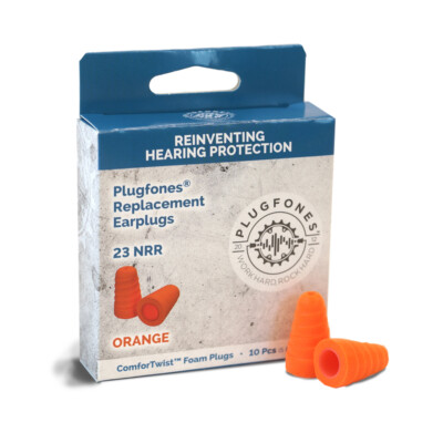 Plugfones ComforTwist 23 dB Reusable Soft Foam Replacement Ear Plugs Orange