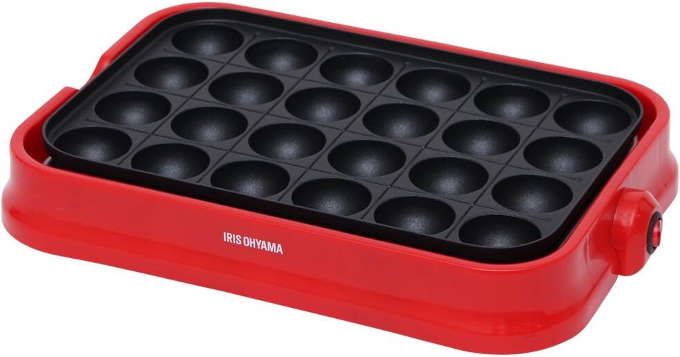 Máquina IRIS OHYAMA Takoyaki 24 agujeros extraíble roja PTY-24-R fácil cocción JAPÓN