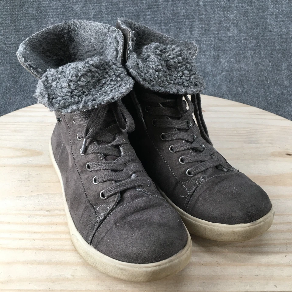 Zapatos Brash para mujer 8,5 zapatillas altas aisladas gris imitación gamuza con cordones Foto 3 de 4