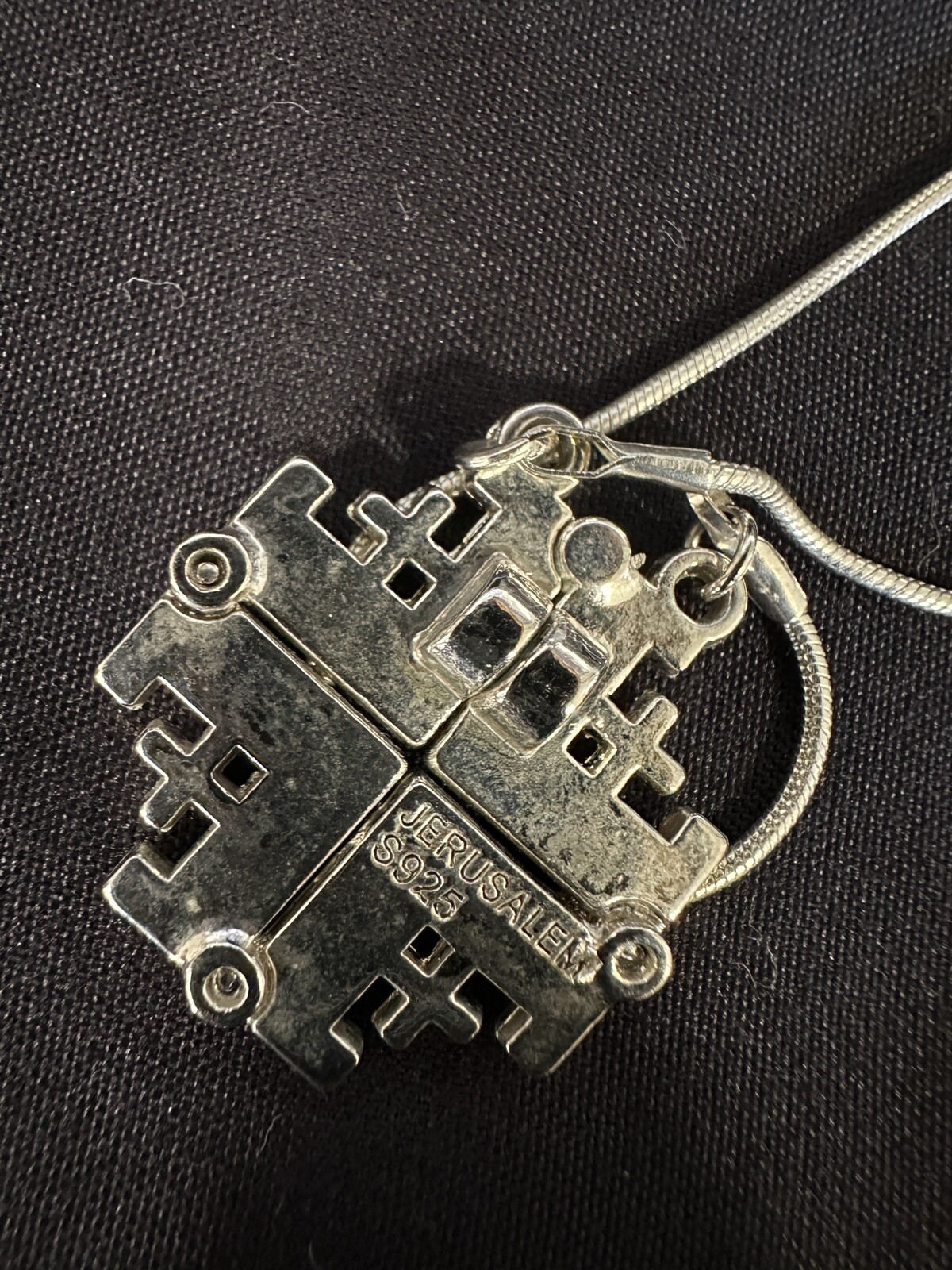 Signed Jerusalem 925 Silver Adjustable Necklace - image 14