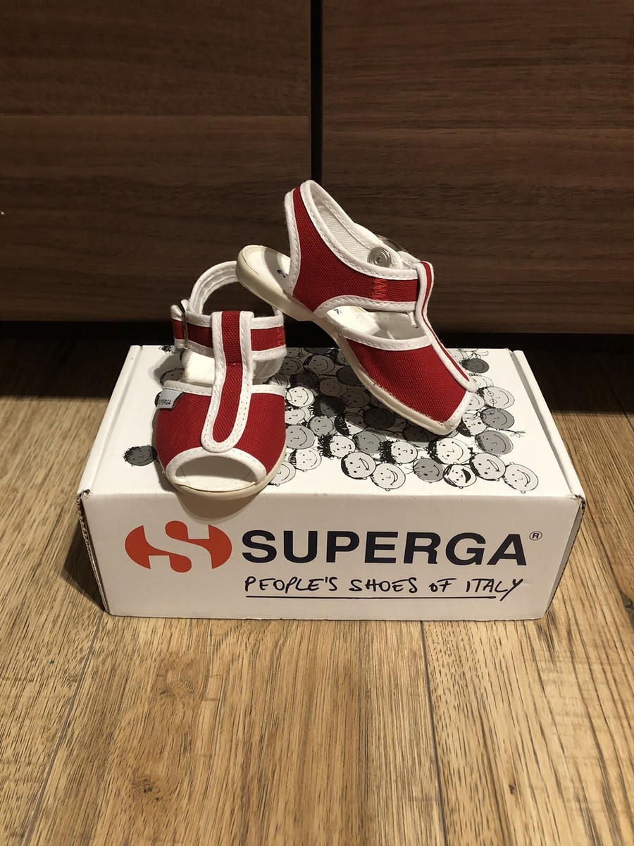 Baby Girls Superga 1200-COTJ Sling Back Red Sandals Size UK 5/EU