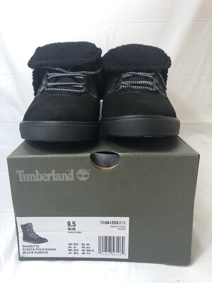 TIMBERLAND WOMEN'S DAUSETTE FLEECE FOLD DOWN BLACK NUBUCK SIZE 9.5