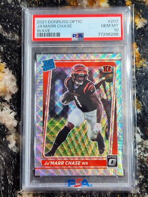 2021 Ja'Marr Chase RC #207 Donruss Optic Wave Prizm Psa 10 Gem Mint#/299! Pop 32