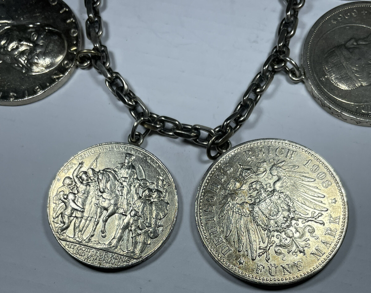 アクセサリー Vintage coinsilver Bracelet PARIS COINS BRACELET, Silver Tone Paris Tour Coins Charm