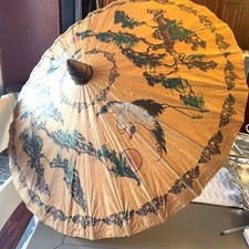 Stunning 1940's vintage Bamboo Japanese paper Umbrella NO breaks must see