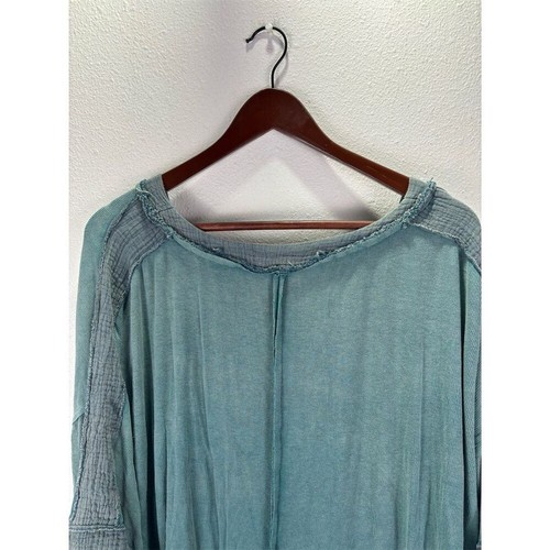 Pol Long Time Coming türkisfarbenes Shirt türkis V-Ausschnitt Oversize Tunika Damen Small - Bild 10 von 12