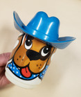 Vintage Deka Bow Wow Dog Cup with Blue Hat Plastic Kids Travel Mug 1970s — photo 1