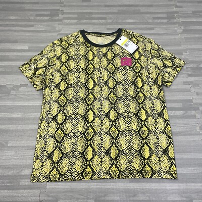 Nike Air Fly Snake Print Womens Small T-Shirt Loose Fit Yellow Black SS $35