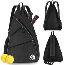 A11N Pickleball Bag Reversible Crossbody Sling Bag/Backpack for Women Men Black