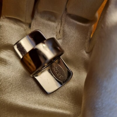 Bague Lanvin Paris Des Années 1960 - Acier Poli, Taille 52, Occasion Collection