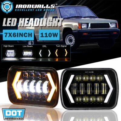 2x LED Headlights Hi-Lo Beam DRL Turn Signal for Mitsubishi Mighty-Max 1983-1995