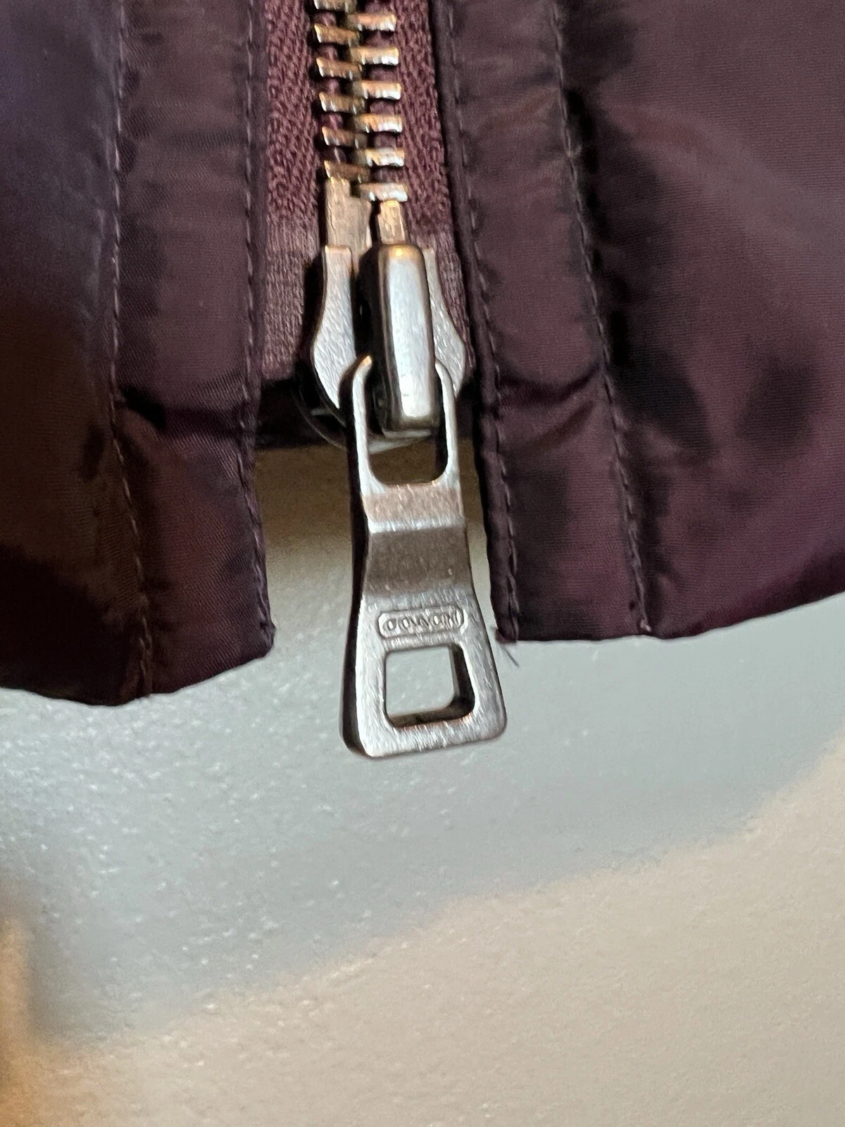 Coach donna trapuntato puffer coat giacca viola cintura piumino parka taglia media