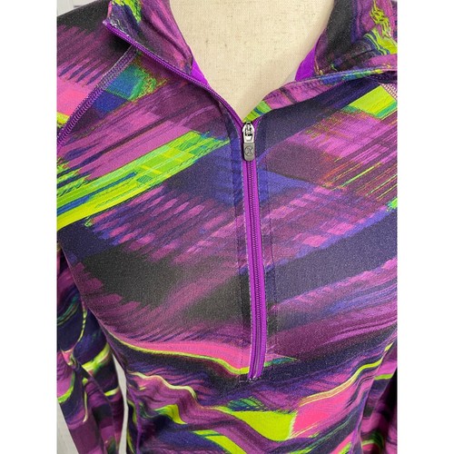 Xersion semi-fit long sleeve1/4 zip athletic shirt purple green women's small - Picture 4 of 6