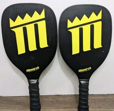 Set of 2 - Monarch Pickleball Paddles Black with Lime Green Wooden Sports