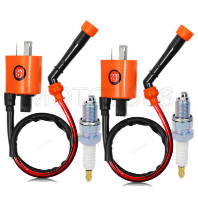 2Pcs Ignition Coil & Spark Plug For Motorcycle Yamaha VIRAGO 535 XV535 1987-2000