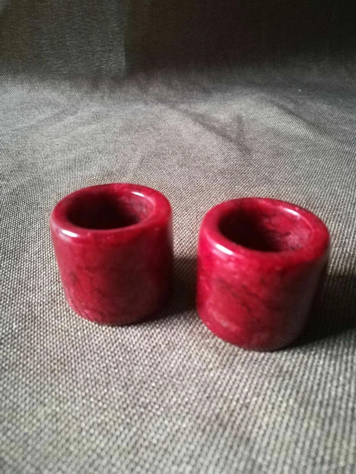 Anillos para pulgar o colgantes tallados a mano de jade natural de China de 2 piezas Foto 3 de 4