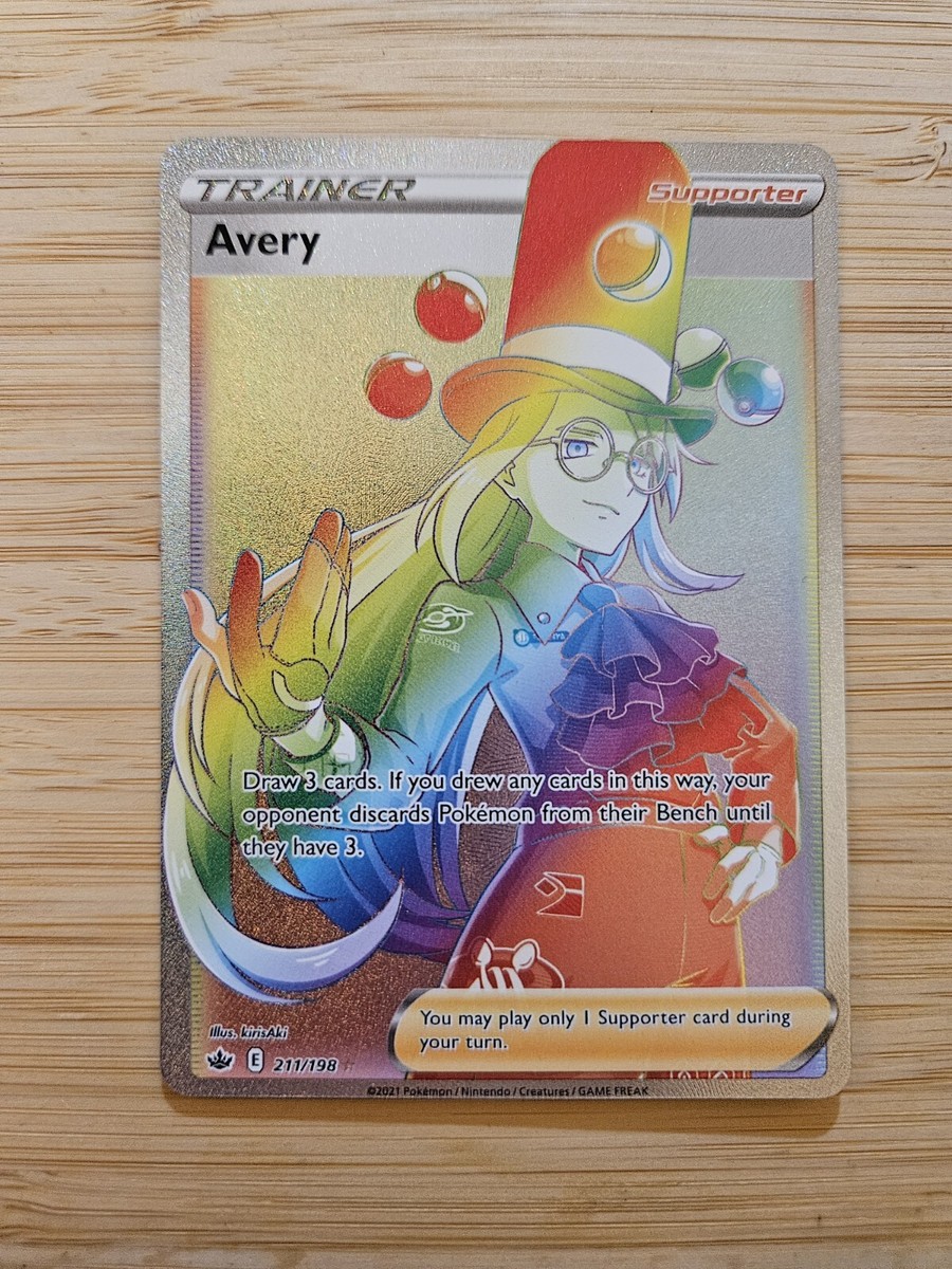 avery pokemon card rainbow Avery 211/198 Chilling Reign NM Secret Rainbow Rare Pokemon Card