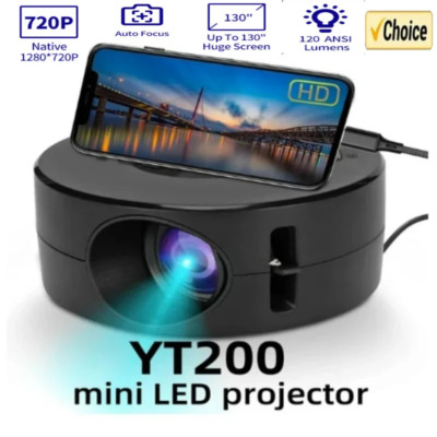 YT200 Smart Projector - Auto Focus, Android LED HD, 1080P Video Support