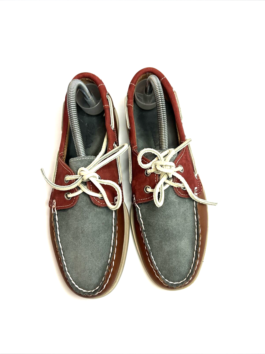 Cabela's Brown Red Gray Leather Moccasins Boat Shoes Women Size