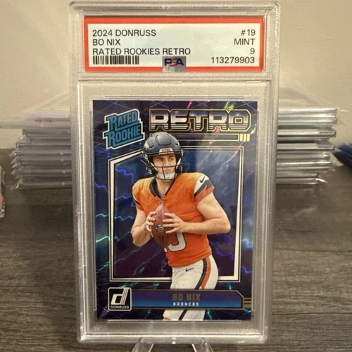 2024 Panini Donruss - Rated Rookie Retro Bo Nix #19 (RC) PSA 9