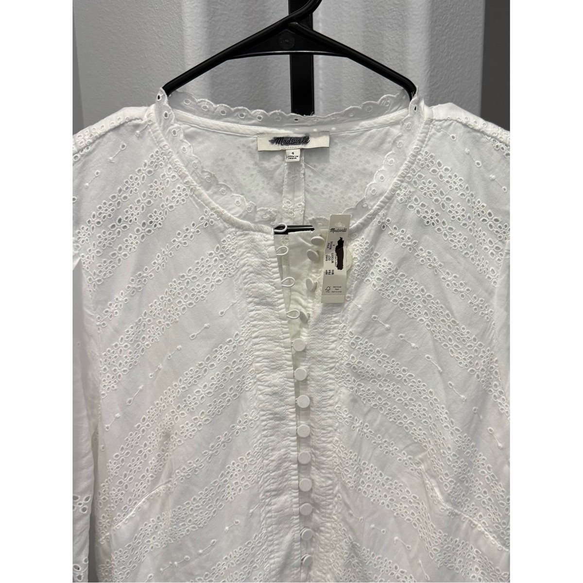 Madewell Eyelet Flutter Sleeve Mini Dress in Cotton Cottagecore Farmhouse Size 4 View 4