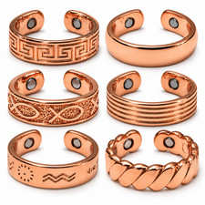 Solid Pure Copper Magnetic Ring Men Women Arthritis Adjustable Ring