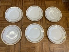 6 Bernardaud B & Co Limoges 8.5” Pink Rose Floral Gold Salad Plates Set Of 6