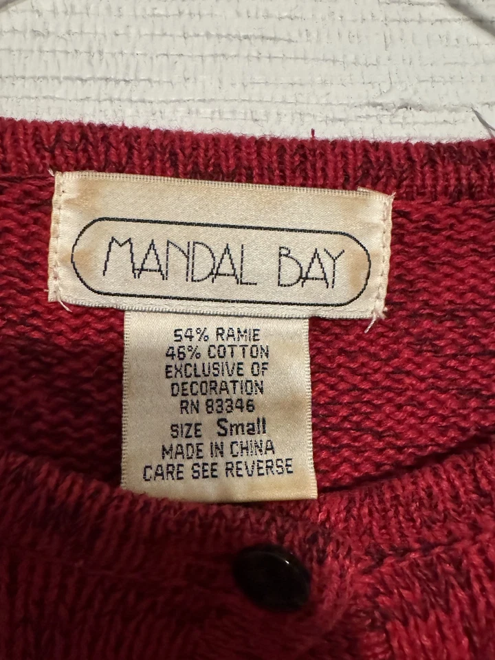 Cárdigan suéter vintage Mandal Bay para mujer talla S rojo muñeco de nieve vacaciones divertido o feo Foto 4 de 4