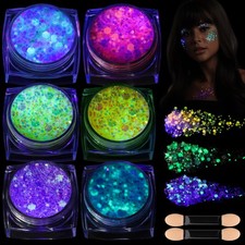 6 Colors Glow in The Dark Glitter Gel, Face Glitter Gel, Body Glitter Hair Gl...