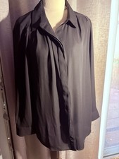 HALSTON, Blouse , See-thru Black Long Sleeve Hidden Buttons , Designer Size S