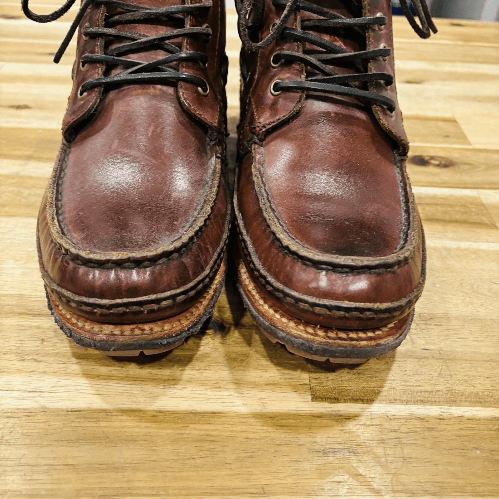 SAOLA Stivali stringati Frye in pelle marrone mocassino crepe suola media uomo taglia 10 5