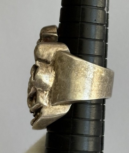 HUGE Sterling Silver Buddha Ring Size 7 Beautiful 925 Chunky Heavy 24.4g Men VTG - Picture 20 of 23
